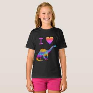 I Kärlek Dinosaurs slogan Colorful brontosaurus T Shirt