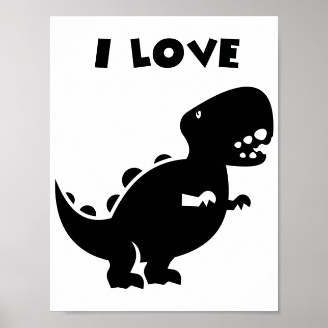I Kärlek Dinosaurs tyrannosaurus rex Silhouette Ar Poster (Framsidan)