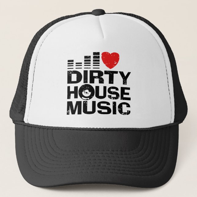 I Kärlek Dirty House Music Truckerkeps (Framsida)