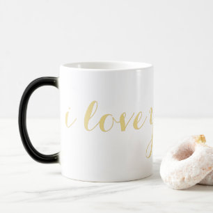 I Kärlek - ditt eget namn Faux Guld-skript Kaffe T Magisk Mugg