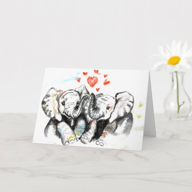 I Kärlek ditt kort Elephants Romantic Kärlek (Liten växt)
