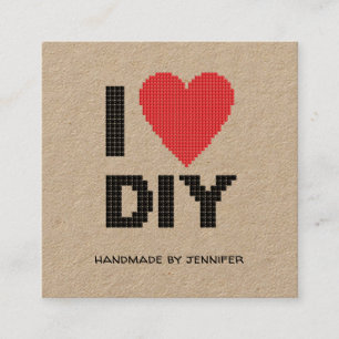 I kärlek DIY Handmade av Personligen Namn Fyrkantigt Visitkort