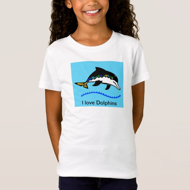 I kärlek DOLPHINS - Ocean Wildlife - Marine blue - T Shirt (Framsida)