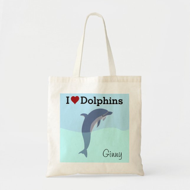 I Kärlek Dolphins Tote Bag Tygkasse (Framsidan)