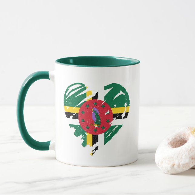 I Kärlek Dominica - Dominikanska Flagga Heart Mugg (Med munk)