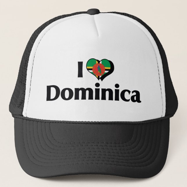 I Kärlek Dominica Flagga Truckerkeps (Framsida)