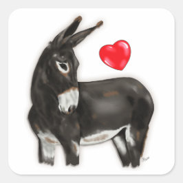 I Kärlek Donkey Demure Donkey Fyrkantigt Klistermärke
