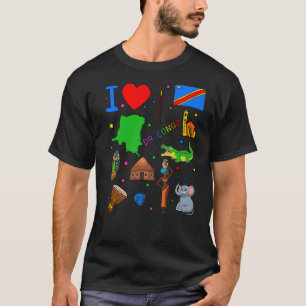 I kärlek DR Kongo Hand plockade Kongolesiska Landm T Shirt