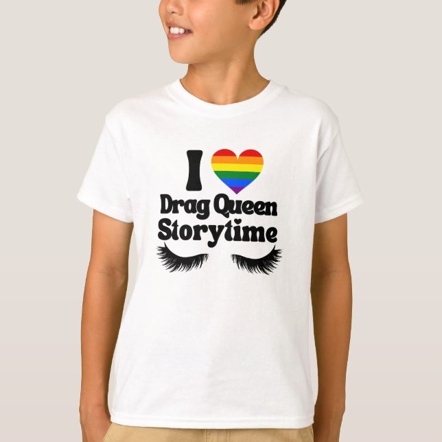I Kärlek Drag Queen Storytime Rainbow Heart T-Shir T Shirt (Framsida)