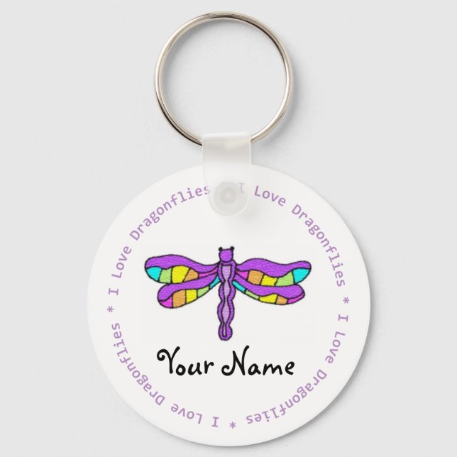 I Kärlek Dragonflies Anpassade Keychain Nyckelring (Framsida)