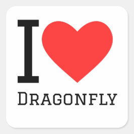 I kärlek dragonfly fyrkantigt klistermärke