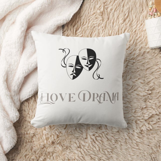 I Kärlek Drama text med teatermaskor Kudde (Filt)