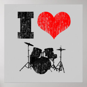 I Kärlek Drums Distress Poster