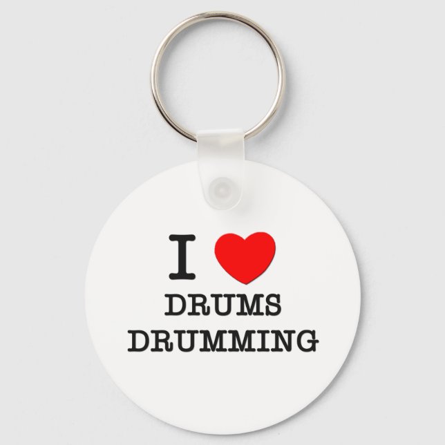 I Kärlek Drums Drumming Nyckelring (Framsida)