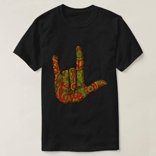 I Kärlek, du ASL Black History Month BLM Döv Afrik T Shirt (Design framsida)