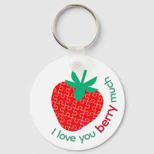 I Kärlek Du Berry Mry Jigszle Puzzle Strawberry Nyckelring