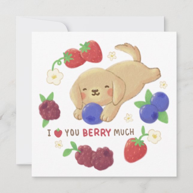 I Kärlek du Berry mycket: Cute Hund med Berries Kort (Framsida)