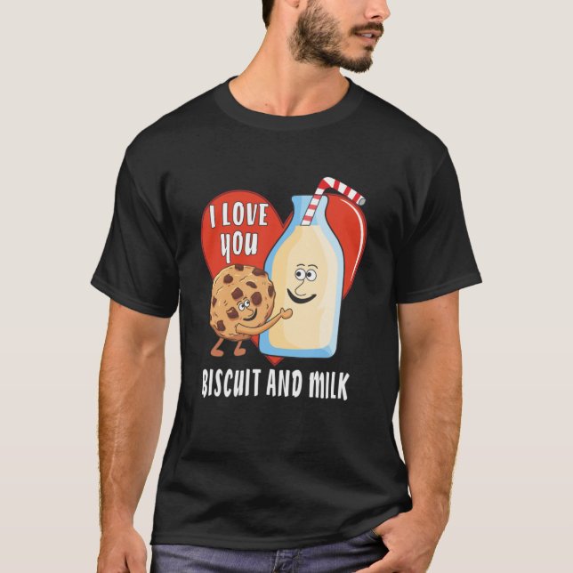 I KÄRLEK DU BISCUIT OCH MJÖLK Biscuit Mjölk Vänner T Shirt (Framsida)