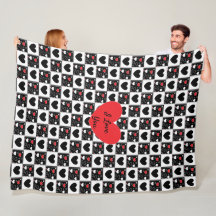 I Kärlek, du, Black Red White Fleece Blanket