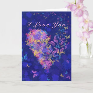 I Kärlek, du Card Butterfly Heart Kärlek Kort