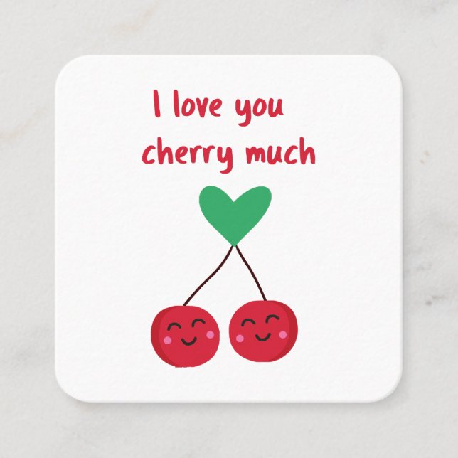 I Kärlek Du Cherry Mch Valentine Fyrkantigt Visitkort (Framsida)