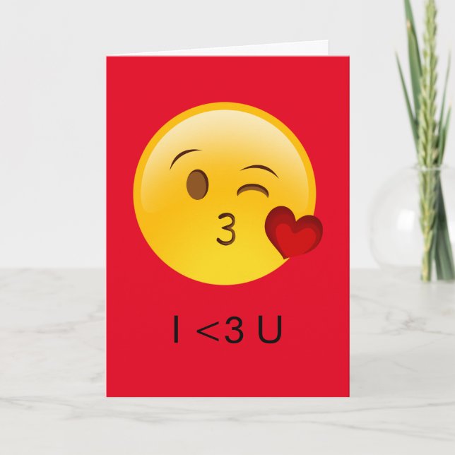 I Kärlek du Emoji Valentine-kortet Helgkort (Framsida)