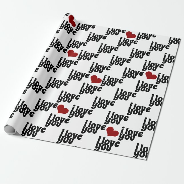 i kärlek, du fet röd hjärtvalentin presentpapper (Utrullad)