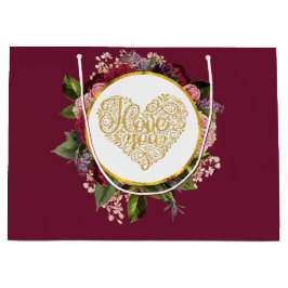 I Kärlek Du Finare Golden Heart med Blommigt Ram