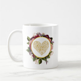 I Kärlek Du Finare Golden Heart med Blommigt Ram Kaffemugg