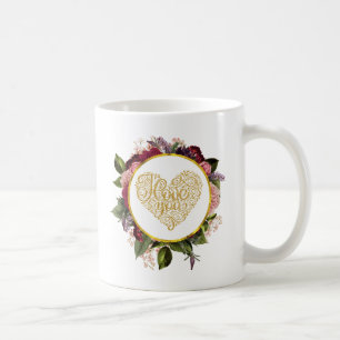 I Kärlek Du Finare Golden Heart med Blommigt Ram Kaffemugg
