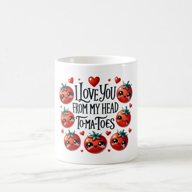 I Kärlek, du från mitt huvud Tomater - Cute Pun Mu Kaffemugg (Center)