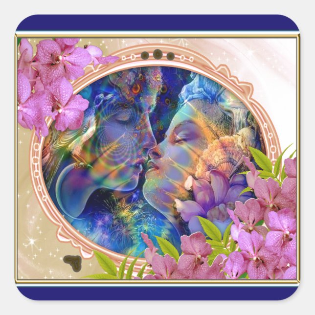 I kärlek du fyrkantigt klistermärke (Framsida)