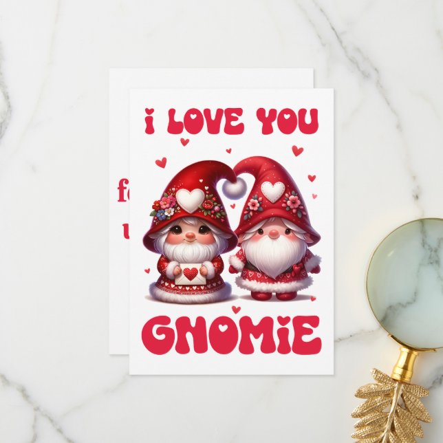 I Kärlek, du Gnomie - Alla hjärtans dagskort Tack Kort (Fram/Back In Situ)