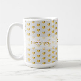 I kärlek du - Golden Foil Hearts Elegant Grunge Kaffemugg