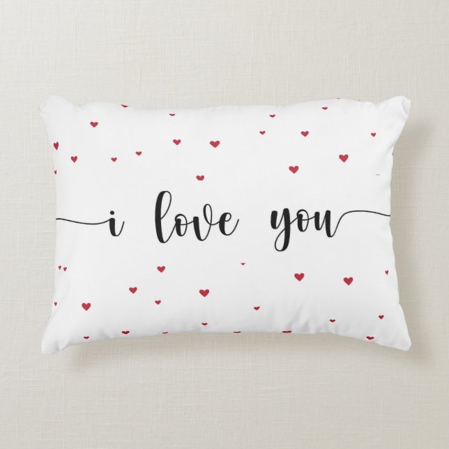 "I Kärlek du Heart Mönster Prydnadskudde (Framsidan)