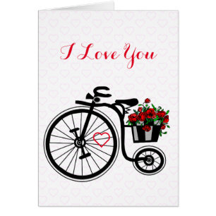 I Kärlek, du kort Romantic Flowers Bike