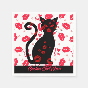 I Kärlek, du lip Kiss Black Cat Romantic Personali Pappersservett