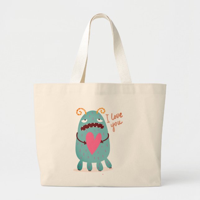 I KÄRLEK DU LYCKLIG MONSTER PERSONLIG Tote Bag Jumbo Tygkasse (Framsidan)