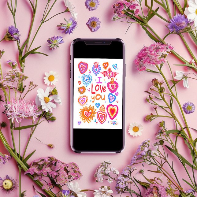 I KÄRLEK DU Lycklig Valentine Bright Whimsical Hea Kort (I LOVE YOU Happy Valentine Bright Whimsical Hearts Card
Digital DOwnload)