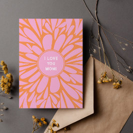 I kärlek du mamma blommigt sprängde pastellorange  julkort