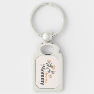 I Kärlek du Mamma Keychain Rektangulärt Silverfärgad Nyckelring