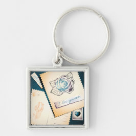 I kärlek du mamma, nyckelkedja fyrkantig silverfärgad nyckelring