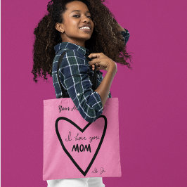 I Kärlek du MAMMA Personal Message Rosa Tote Tygkasse
