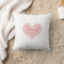 I Kärlek, du Ord Cloud Red Heart Valentine Day Kudde