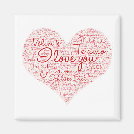 I Kärlek, du Ord Cloud Red Heart Valentine Day Magnet