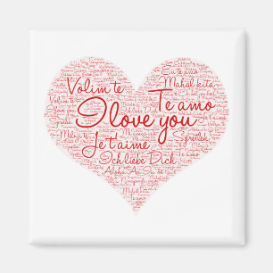 I Kärlek, du Ord Cloud Red Heart Valentine Day Magnet