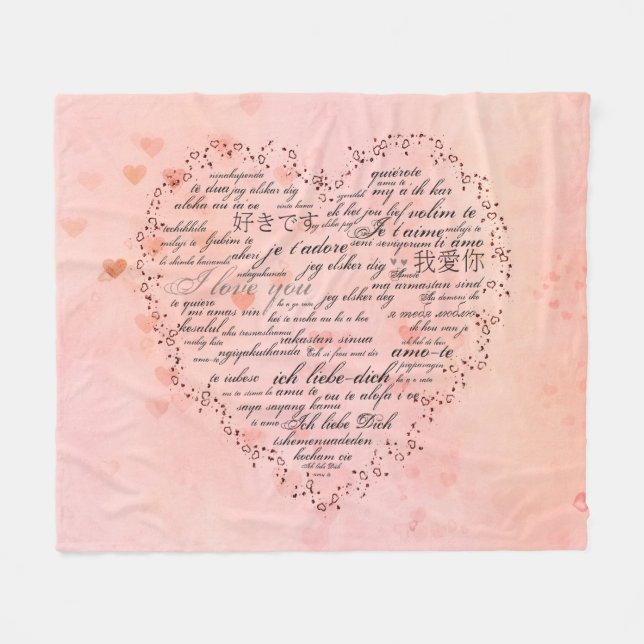 I Kärlek du på olika språk Fleecefilt (Framsidan (Horisontell))