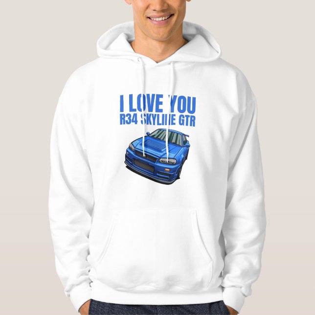 I kärlek du R34 Skyline GTR  Hoodie (Framsida)