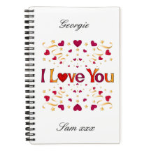 I KÄRLEK DU Red Heart Guld Ribbon Vintage Valentin