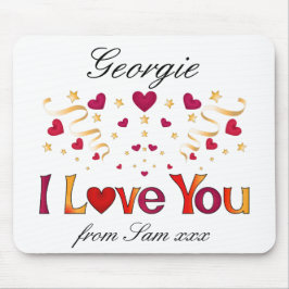 I KÄRLEK DU Red Heart Guld Ribbon Vintage Valentin Musmatta